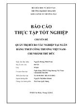 Chuyên đề Quản trị rủi ro tác nghiệp tại ngân hàng thương mại cổ phần công thương Việt Nam - Chi nhánh Thủ Đức