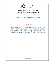 Đề án Hoạt động cho vay tiêu dùng tại ngân hàng Việt Nam thương tín – Phòng giao dịch Lê Văn Khương