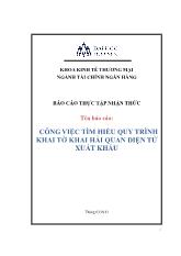 Đề tài Công việc tìm hiểu quy trình khai tờ khai hải quan điện tử xuất khẩu tại Công ty TNHH May Thêu Mạnh Tiến