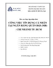 Đề tài Công việc tín dụng cá nhân tại ngân hàng quân đội (MB) - Chi nhánh TP Hồ Chí Minh