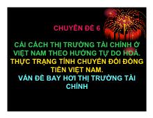 Chuyên đề Cải cách thị trường tài chính ở Việt Nam theo hướng tự do hóa, thực trạng tính chuyển đổi đồng tiền Việt Nam, vấn đề bay hơi thị trường tài chính