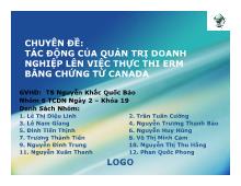Chuyên đề Tác động của quản trị doanh nghiệp lên việc thực thi ERM bằng chứng từ Canada