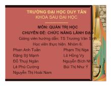 Đề tài CHỨC NĂNG LÃNH ĐẠO