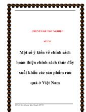 Đề tài Một số ý kiến về chính sách hoàn thiện chính sách thúc đẩy xuất khẩu các sản phẩm rau quả ở Việt Nam
