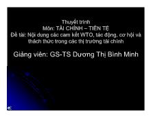 Đề tài Nội dung các cam kết WTO, tác động, cơ hội và thách thức trong các thị trường tài chính