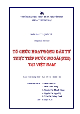 Đề tài Tổ chức hoạt động đầu tư trực tiếp nước ngoài (FDI) tại Việt Nam