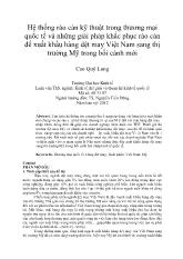 Hệ thống rào cản kỹ thuật trong thương mại quốc tế và những giải pháp khắc phục rào cản để xuất khẩu hàng dệt may Việt Nam sang thị trường Mỹ trong bối cảnh mới