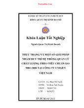Khóa luận Thực trạng và một số giải pháp nhằm duy trì hệ thống quản lý chất lượng theo tiêu chuẩn ISO 9001: 2008 tại công ty Unigen Việt Nam