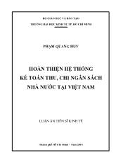 Luận án Hoàn thiện hệ thống kế toán thu, chi ngân sách nhà nước tại Việt Nam
