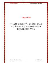 Luận văn Thẩm định tài chính của ngân hàng trong hoạt động cho vay
