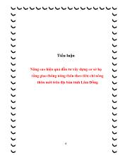 Tiểu luận Nâng cao hiệu quả đầu tư xây dựng cơ sở hạ tầng giao thông nông thôn theo tiêu chí nông thôn mới trên địa bàn tỉnh Lâm Đồng