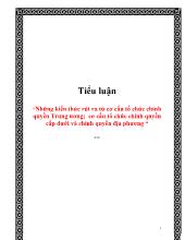 Tiểu luận Những kiến thức rút ra từ cơ cấu tổ chức chính quyền Trung ương; cơ cấu tổ chức chính quyền cấp dưới và chính quyền địa phương