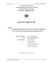 Tiểu luận Tổ chức hoạt động đầu tư quốc tế FDI tại Việt Nam dự án đầu tư liên doanh công ty ITOCHU - Mỹ Tài