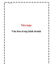 Tiểu luận Văn hóa trong kinh doanh