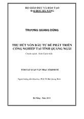 Tóm tắt luận văn Thu hút vốn đầu tư để phát triển công nghiệp tại tỉnh Quảng Ngãi