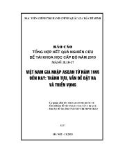 Việt Nam gia nhập Asean từ năm 1995 đến nay: Thành tựu, vấn đề đặt ra và triển vọng