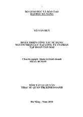 Luận văn Tóm tắt Hoàn thiện công tác sử dụng nguồn nhân lực tại công ty cổ phần tập đoàn Tân Mai