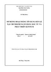 Luận văn Tóm tắt Mở rộng hoạt động tín dụng bán lẻ tại chi nhánh ngân hàng đầu tư và phát triển Kon Tum