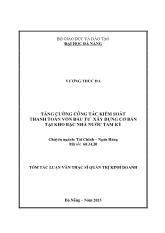 Luận văn Tóm tắt Tăng cường công tác kiểm soát thanh toán vốn đầu tư xây dựng cơ bản tại kho bạc Nhà nước Tam Kỳ