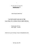 Tóm tắt luận văn Vận dụng kế toán quản trị tại công ty cổ phần than Miền Trung