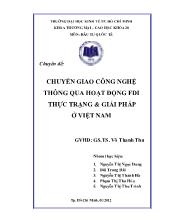 Chuyên đề Chuyển giao công nghệ thông qua hoạt động FDI: Thực trạng và giải pháp