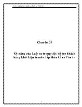 Chuyên đề Kỹ năng của Luật sư trong việc hỗ trợ khách hàng khởi kiện tranh chấp thừa kế ra Tòa án