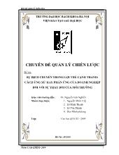 Chuyên đề Sự dịch chuyển trong lợi thế cạnh tranh: Cách ứng xử hay phản ứng của doanh nghiệp đối với sự thay đổi của môi trường