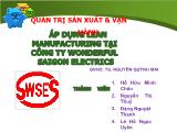 Đề tài ÁP DỤNG LEAN MANUFACTURING TẠI CÔNG TY WONDERFUL SAIGON ELECTRICS