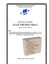 Đề tài Các hoạt động xúc tiến thương mại (Khuyến mại và Quảng cáo) - Các vi phạm pháp luật phổ biến trong lĩnh vực khuyến mại và quảng cáo ở Việt Nam hiện nay - Tình huống và đề xuất