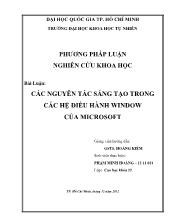 Đề tài CÁC NGUYÊN TẮC SÁNG TẠO TRONG CÁC HỆ ĐIỀU HÀNH WINDOW CỦA MICROSOFT