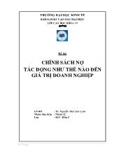 Đề tài Chính sách nợ tác động như thế nào đến giá trị doanh nghiệp