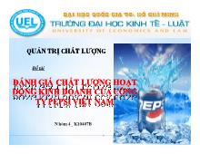 Đề tài Đánh giá chất lượng hoạt động kinh doanh của công ty Pepsi Việt Nam