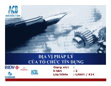 Đề tài Địa vị pháp lý của tổ chức tín dụng