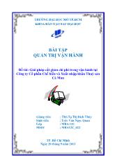 Đề tài Giải pháp cắt giảm chi phí trong vận hành tại công ty cổ phần chế biến và xuất nhập khẩu thuỷ sản Cà Mau