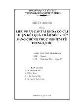 Đề tài Liệu phân cấp tài khóa có cải thiện kết quả chăm sóc y tế? Bằng thực nghiệm từ Trung Quốc