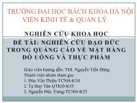 Đề tài Nghiên cứu đạo đức trong quảng cáo về mặt hàng đồ uống và thực phẩm