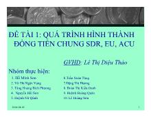 Đề tài Quá trình hình thành đồng tiền chung SDR, EU, ACU