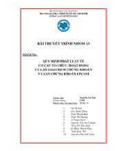 Đề tài Quy định pháp luật về cơ cấu tổ chức, hoạt động của Sở giao dịch chứng khoán và sàn chứng khoán UPCOM