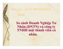 Đề tài So sánh doanh nghiệp tư nhân và công ty TNHH một thành viên cá nhân
