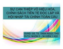 Đề tài Sự can thiệp vô hiệu hóa, chính sách tiền tệ độc lập và hội nhập tài chính toàn cầu