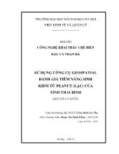 Đề tài Sử dụng công cụ Geospatial đánh giá tiềm năng sinh khối từ Peanut (Lạc) của tỉnh Thái Bình