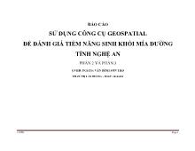 Đề tài Sử dụng công cụ geospatial để đánh giá tiềm năng sinh khối mía đường tỉnh Nghệ An