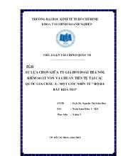 Đề tài Sự lựa chọn giữa tỷ giá hối đoái thả nổi kiểm soát vốn và chuẩn tiền tệ tại các quốc gia châu Á: Một góc nhìn từ 
