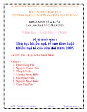 Đề tài Thủ tục khiếu nại, tố cáo theo luật khiếu nại tổ cáo sửa đổi năm 2005