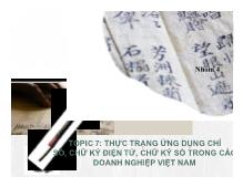 Đề tài Thực trạng ứng dụng chỉ số, chữ ký điện tử, chữ ký số trong các doanh nghiệp Việt Nam