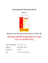 Đề tài Tiềm năng sinh khối từ phụ phẩm lạc (Peanut crop) của tỉnh Bắc Giang