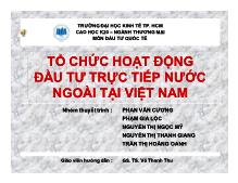Đề tài Tổ chức hoạt động đầu tư trực tiếp nước ngoài tại Việt Nam