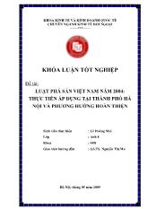 Khóa luận Luật phá sản Việt Nam năm 2004: Thực tiễn áp dụng tại Thành phố Hà Nội và phương hướng hoàn thiện