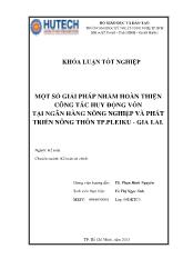 Khóa luận Một số giải pháp nhằm hoàn thiện công tác huy động vốn tại ngân hàng nông nghiệp và phát triển nông thôn Thành phố Pleiku - Gia Lai
