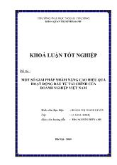 Khóa luận Một số giải pháp nhằm nâng cao hiệu quả hoạt động đầu tư tài chính của doanh nghiệp Việt Nam